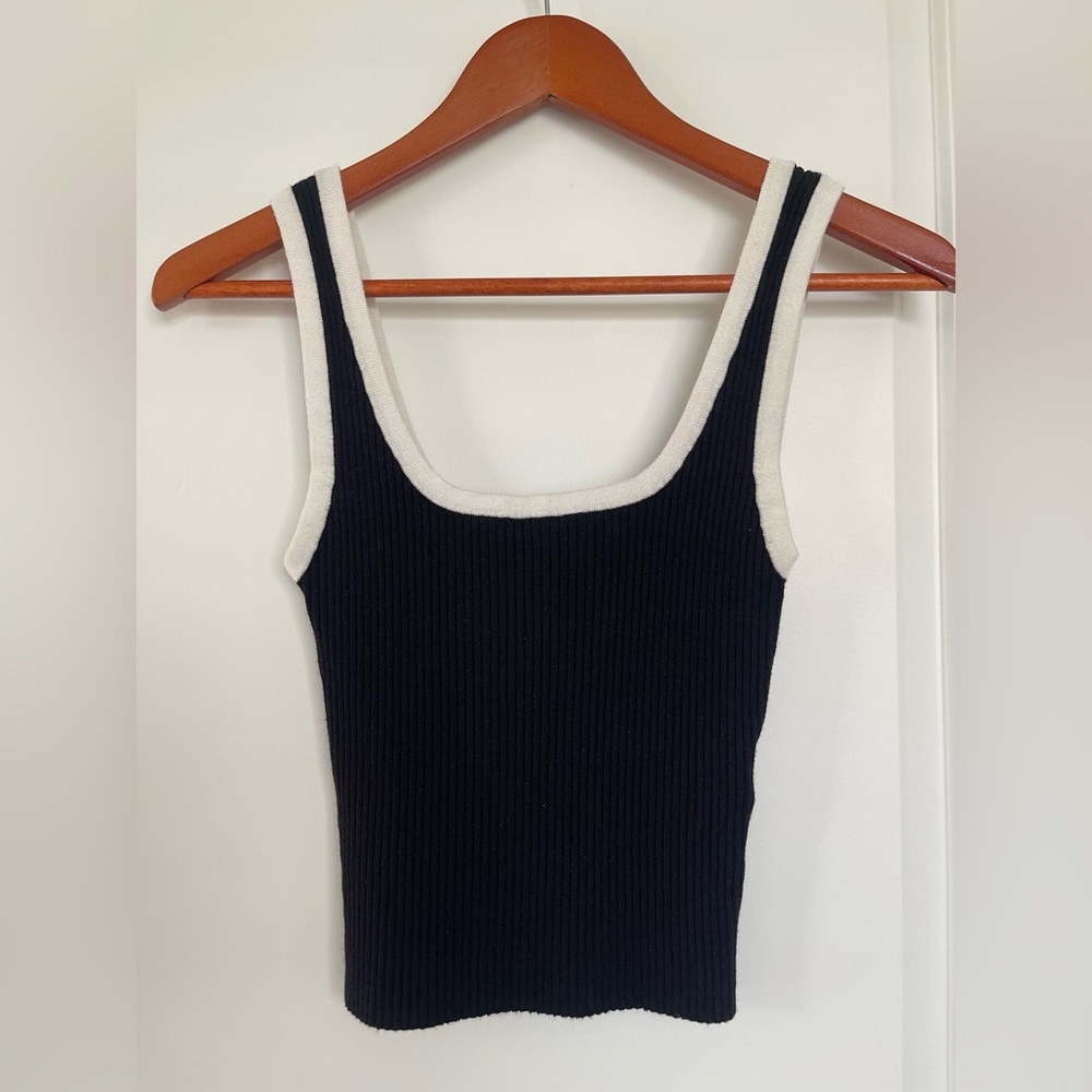 Black Tank Top with White Trim